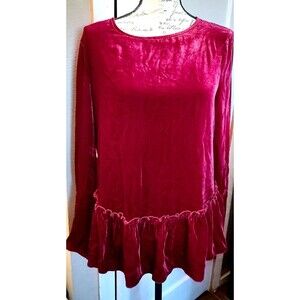 SUNDANCE Women’s Size Medium Crimson Deep Red Velvet Peplum Holiday Work Classic